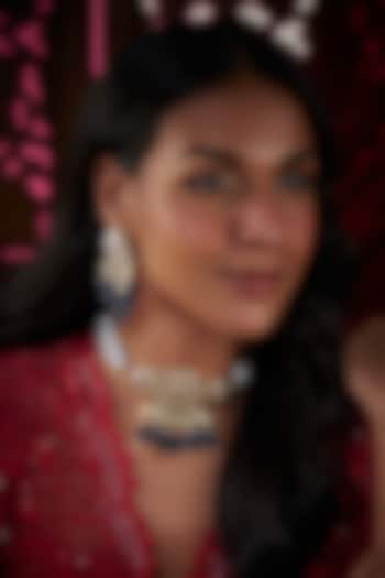 Gold Plated Kundan Polki & Blue Onyx Choker Necklace Set by Kiara at Pernia's Pop Up Shop