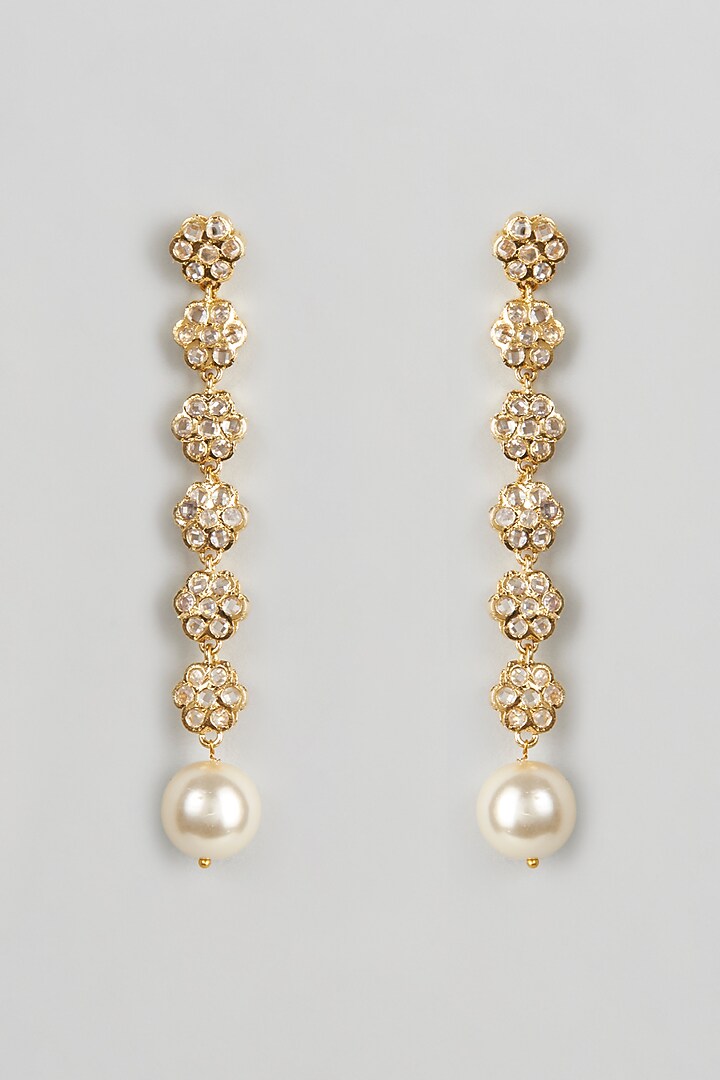Gold Plated Kundan Polki Long Dangler Earrings by Kiara at Pernia's Pop Up Shop