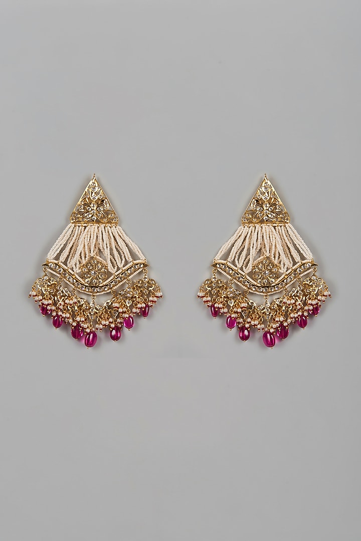 Gold Plated Kundan Polki Dangler Earrings by Kiara at Pernia's Pop Up Shop