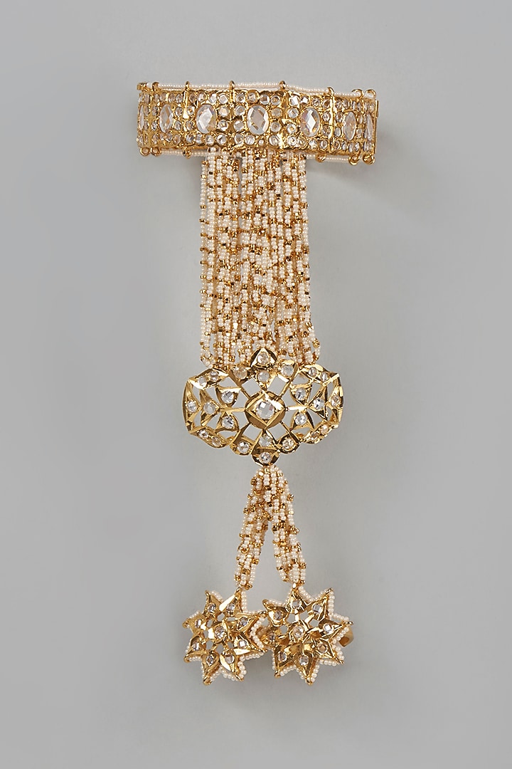 Gold Plated Kundan Polki Hathphool by Kiara at Pernia's Pop Up Shop