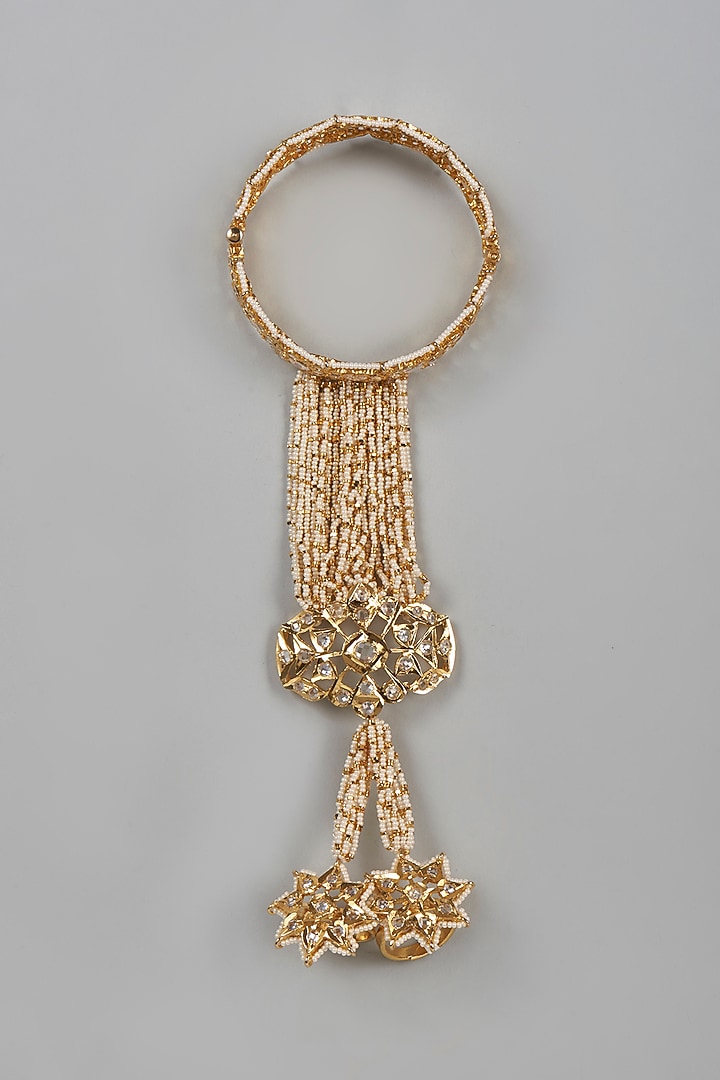 Gold Plated Kundan Polki Hathphool by Kiara at Pernia's Pop Up Shop