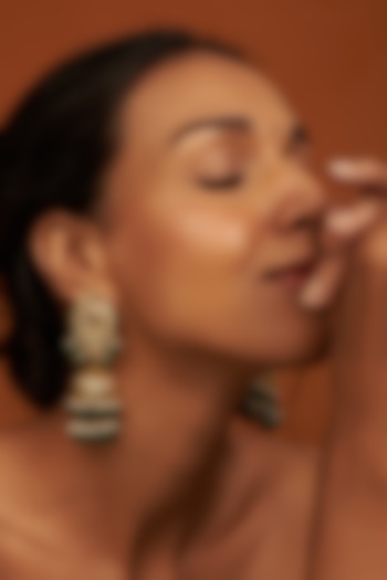 Gold Plated Green Onyx Beaded Jhumka Earrings by Kiara at Pernia's Pop Up Shop