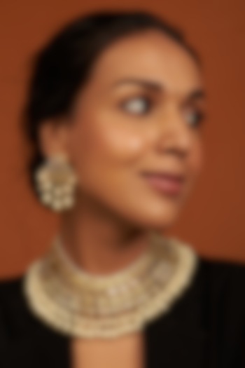 Gold Plated Kundan Polki Choker Necklace Set by Kiara at Pernia's Pop Up Shop