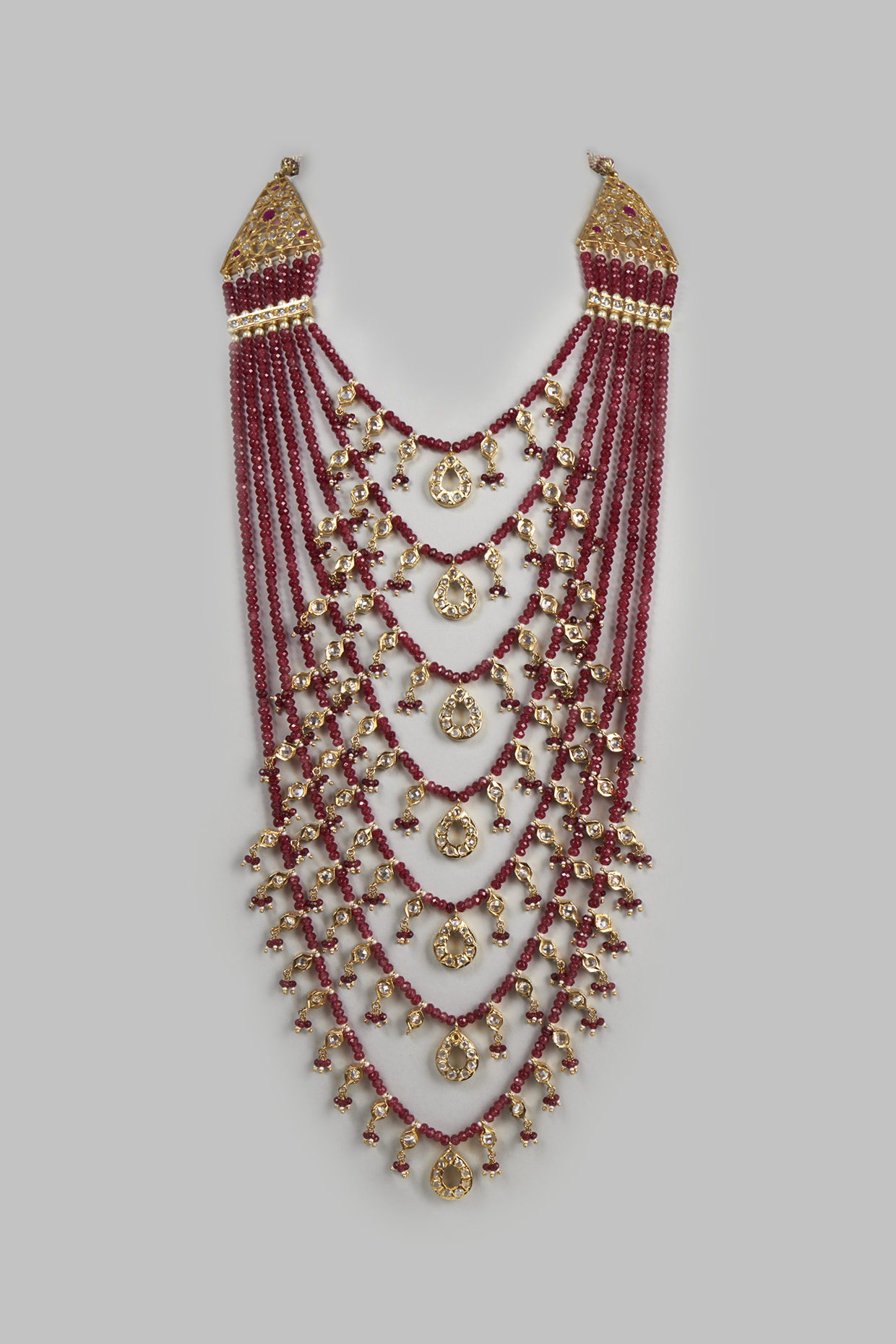 Gold Plated Red Onyx Layered Necklace by Kiara