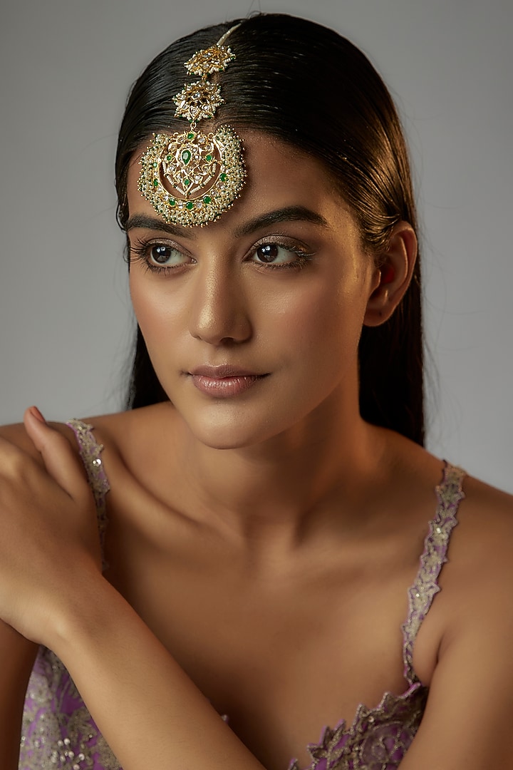 Gold Plated Semi-Precious Kundan Polki Maangtikka by Kiara at Pernia's Pop Up Shop