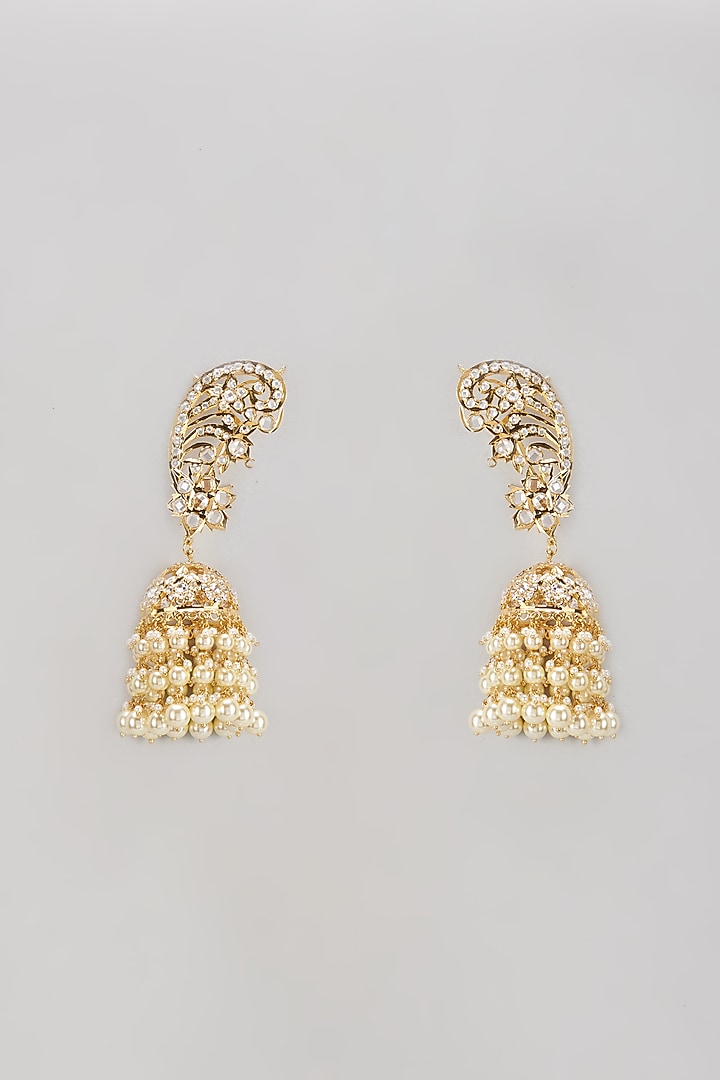Gold Plated Semi-Precious Kundan Polki & Pearl Dangler Earrings by Kiara at Pernia's Pop Up Shop