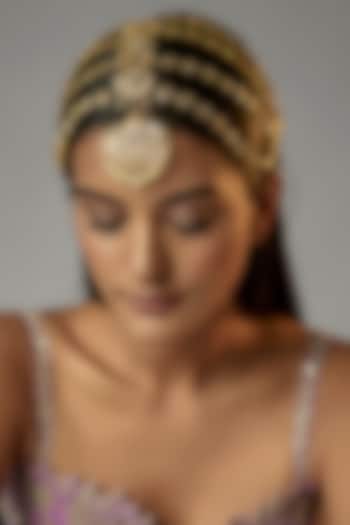 Gold Plated Semi-Precious Kundan Polki Mathapatti by Kiara at Pernia's Pop Up Shop