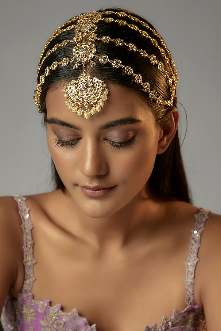Gold Plated Semi-Precious Kundan Polki Mathapatti by Kiara at Pernia's Pop Up Shop