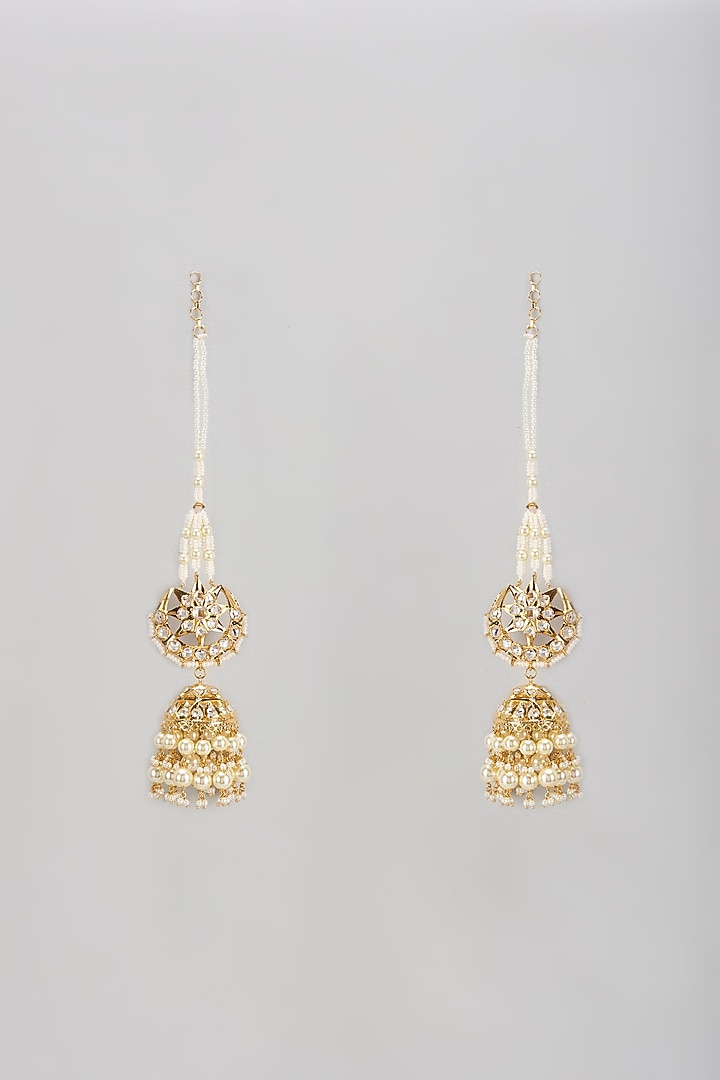 Gold Plated Semi-Precious Kundan Polki & Pearl Dangler Earrings by Kiara at Pernia's Pop Up Shop