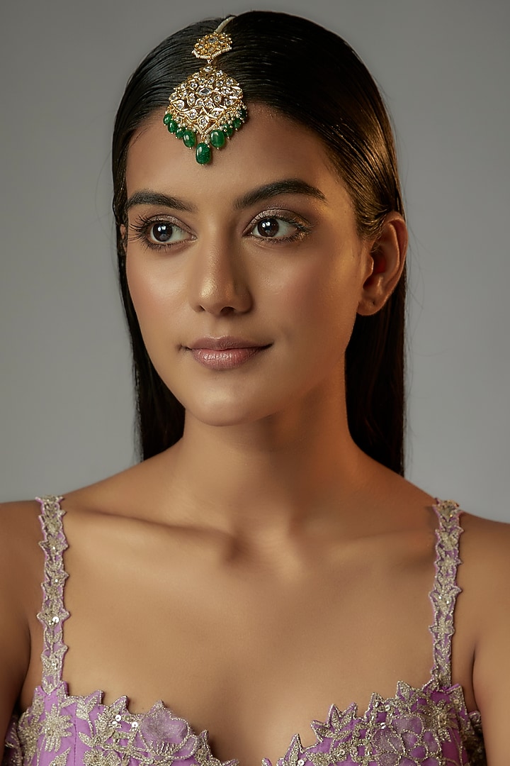 Gold Plated Semi-Precious Kundan Polki Maangtikka by Kiara at Pernia's Pop Up Shop