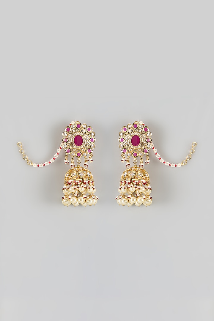 Gold Plated Kundan Polki & Red Onyx Choker Necklace Set by Kiara at Pernia's Pop Up Shop