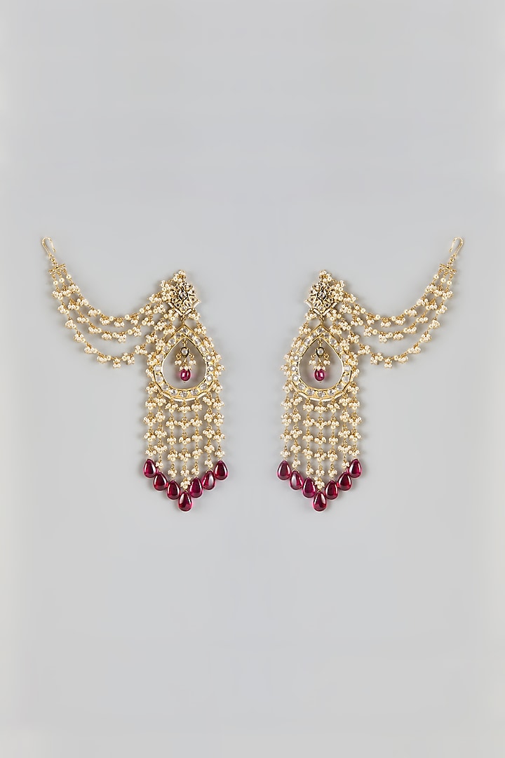Gold Plated Kundan Polki & Red Onyx Dangler Earrings by Kiara at Pernia's Pop Up Shop