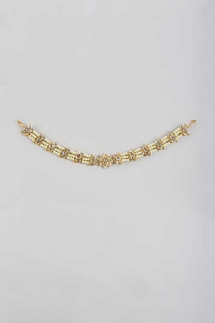 Gold Plated Kundan Polki & Onyx Mathapatti by Kiara at Pernia's Pop Up Shop