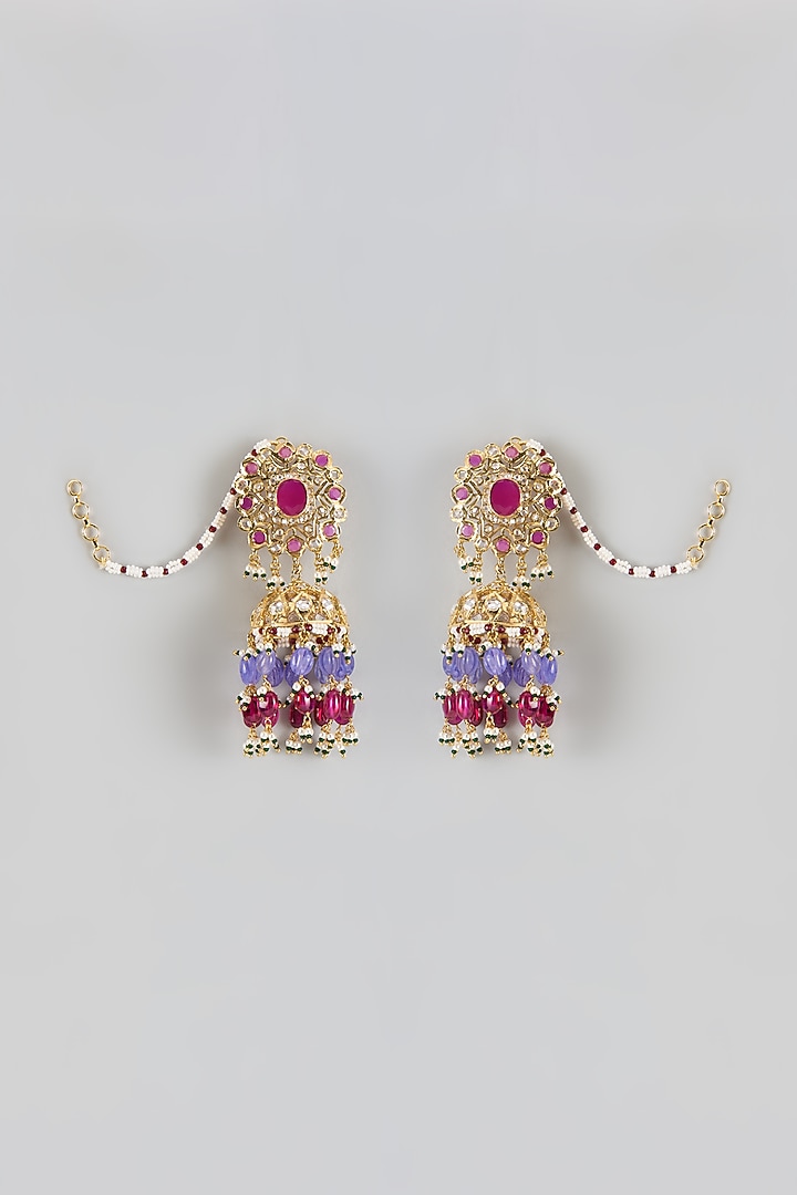 Gold Plated Kundan Polki & Red Onyx Choker Necklace Set by Kiara at Pernia's Pop Up Shop