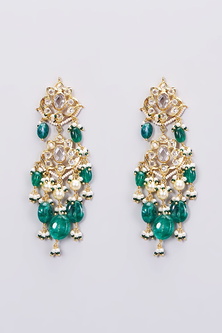 Gold Plated Green Onyx Choker Necklace Set by Kiara at Pernia's Pop Up Shop