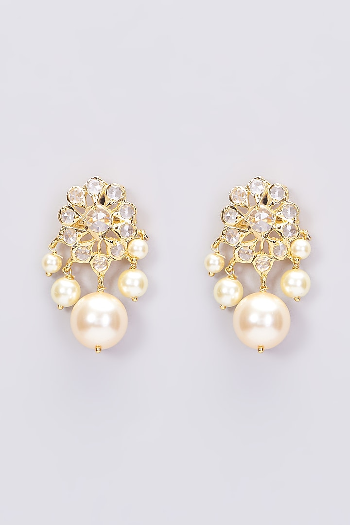 Gold Plated Pearl Stud Earrings by Kiara at Pernia's Pop Up Shop