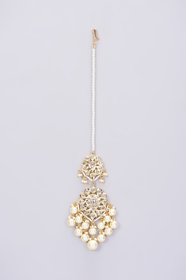 Gold Plated Pearl Maang Tikka by Kiara