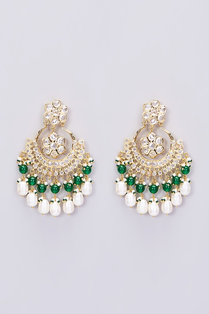 Gold Plated Onyx Chandbali Earrings by Kiara at Pernia's Pop Up Shop