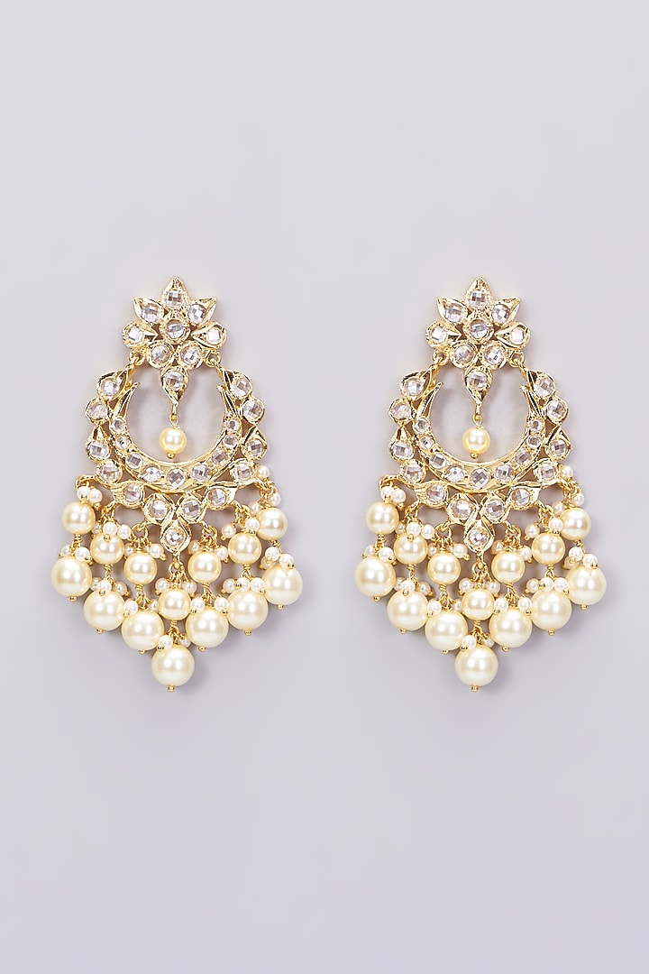 Gold Plated Pearl Chandbali Earrings by Kiara at Pernia's Pop Up Shop
