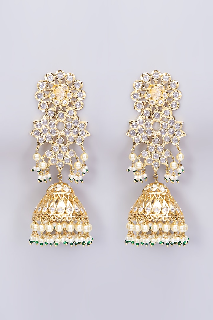 Gold Plated Pearl Jhumka Earrings by Kiara at Pernia's Pop Up Shop