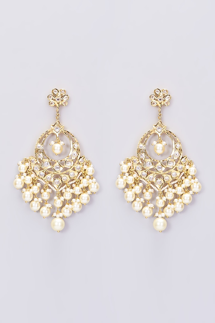 Gold Plated Chandbali Earrings With Pearls by Kiara at Pernia's Pop Up Shop
