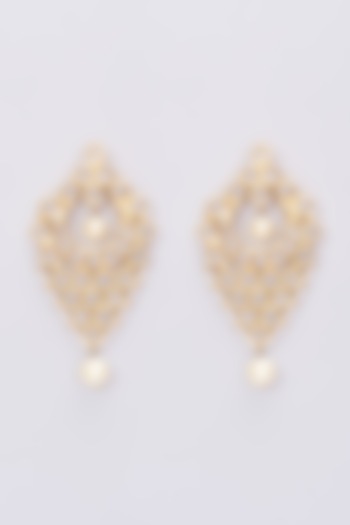 Gold Plated Kundan & Pearl Chandbali Earrings by Kiara