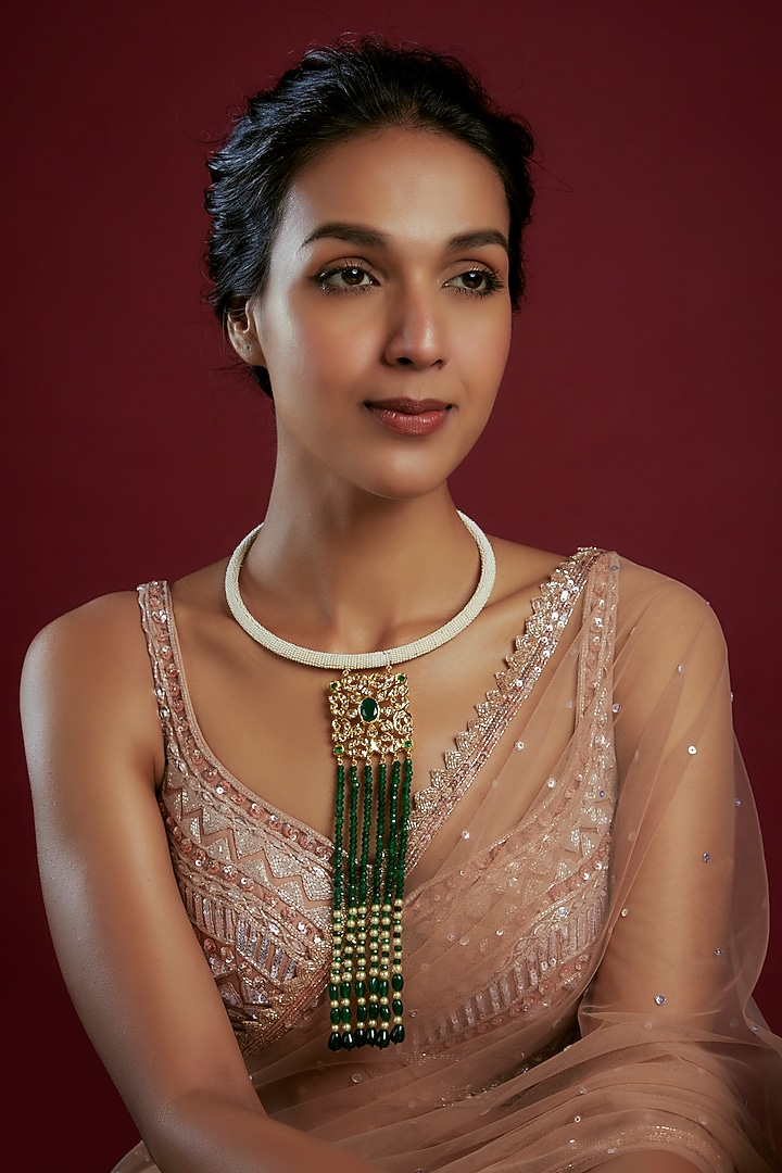 Gold Plated Kundan Polki Necklace by Kiara at Pernia's Pop Up Shop