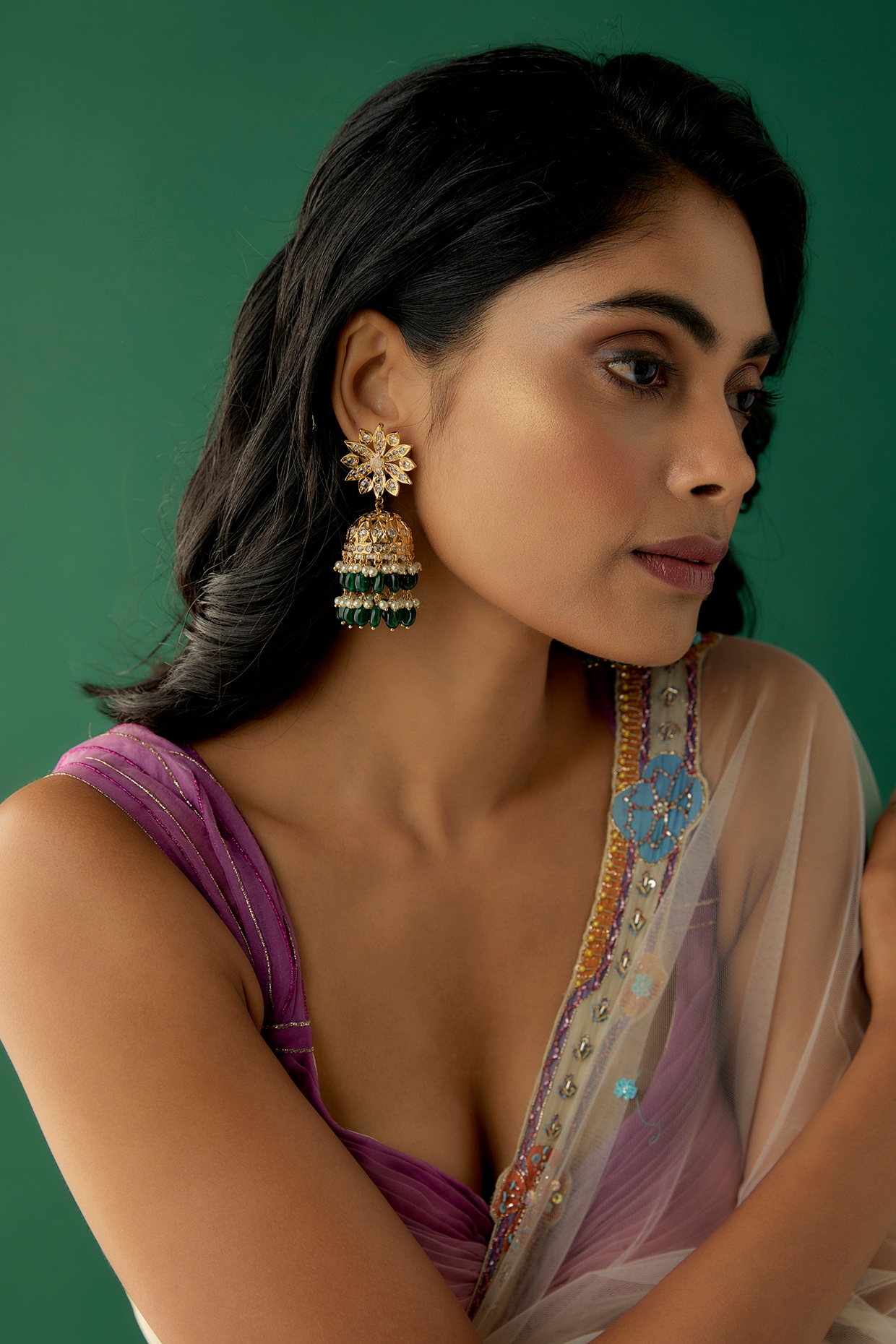 Buy Prachi Green Kundan Earrings by PAISLEY POP at Ogaan Online Shopping  Site