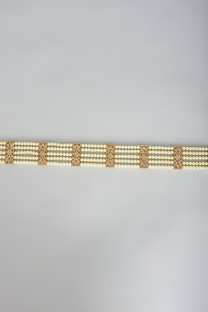 Gold Plated Kundan Polki & Red Onyx Beaded Waistbelt by Kiara at Pernia's Pop Up Shop