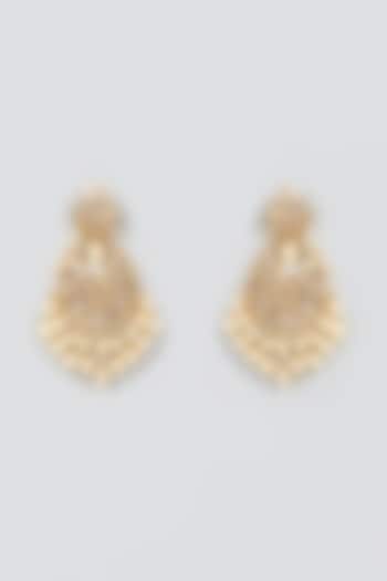 Gold Plated Pearls Chandbali Earrings by Kiara