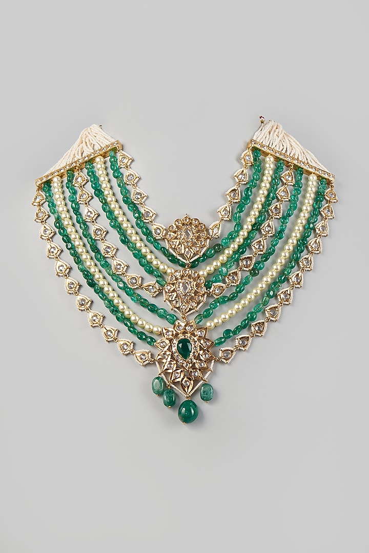 Gold Plated Kundan Polki Layered Necklace by Kiara at Pernia's Pop Up Shop