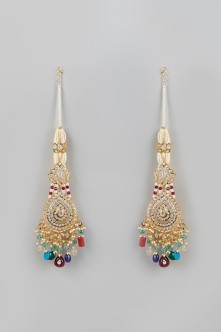 Gold Plated Navratna Long Necklace Set by Kiara at Pernia's Pop Up Shop