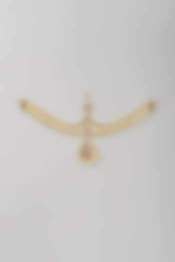 Gold Plated Kundan Polki & Pearl Mathapatti by Kiara at Pernia's Pop Up Shop