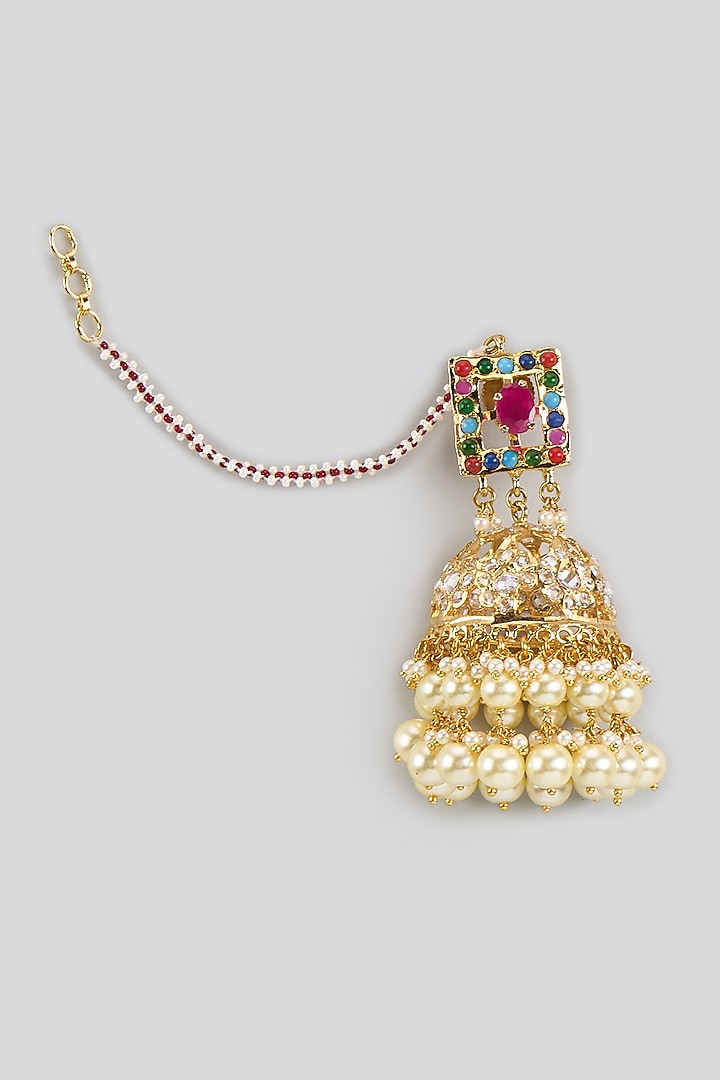 Gold Plated Multi-Colored Stone & Pearl Choker Necklace Set by Kiara at Pernia's Pop Up Shop