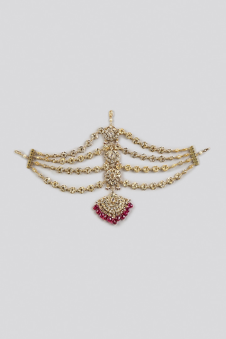 Gold Plated Kundan Polki Mathapatti by Kiara at Pernia's Pop Up Shop