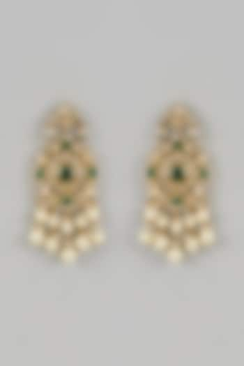 Gold Plated Kundan Polki & Pearl Chandbali Earrings by Kiara at Pernia's Pop Up Shop