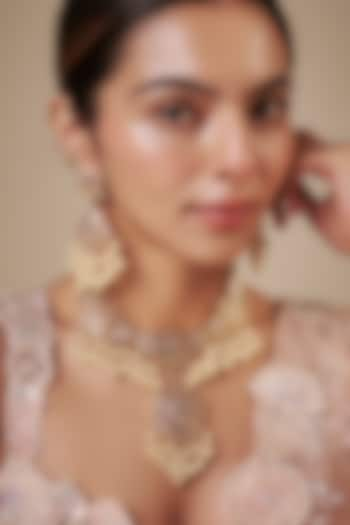 Gold Plated Kundan Polki & White Pearl Necklace Set by Kiara at Pernia's Pop Up Shop