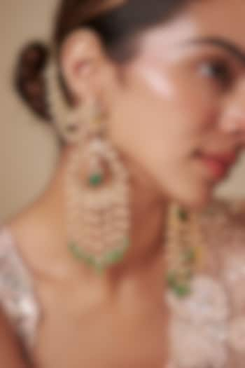 Gold Plated Kundan Polki & Pearl Dangler Earrings by Kiara at Pernia's Pop Up Shop