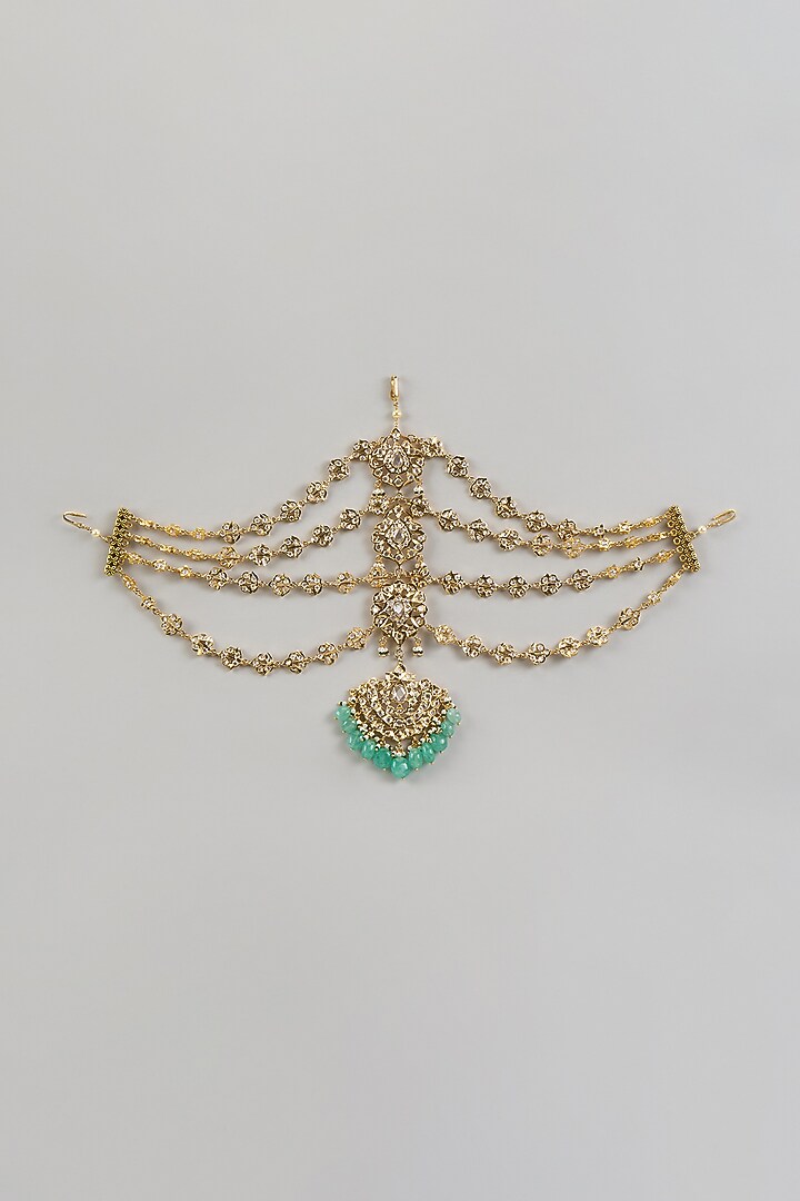 Gold Plated Kundan Polki Mathapatti by Kiara at Pernia's Pop Up Shop
