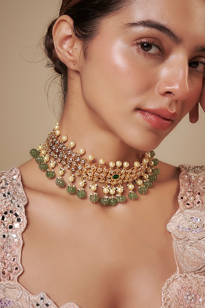 Gold Plated Kundan Polki Choker Necklace by Kiara at Pernia's Pop Up Shop