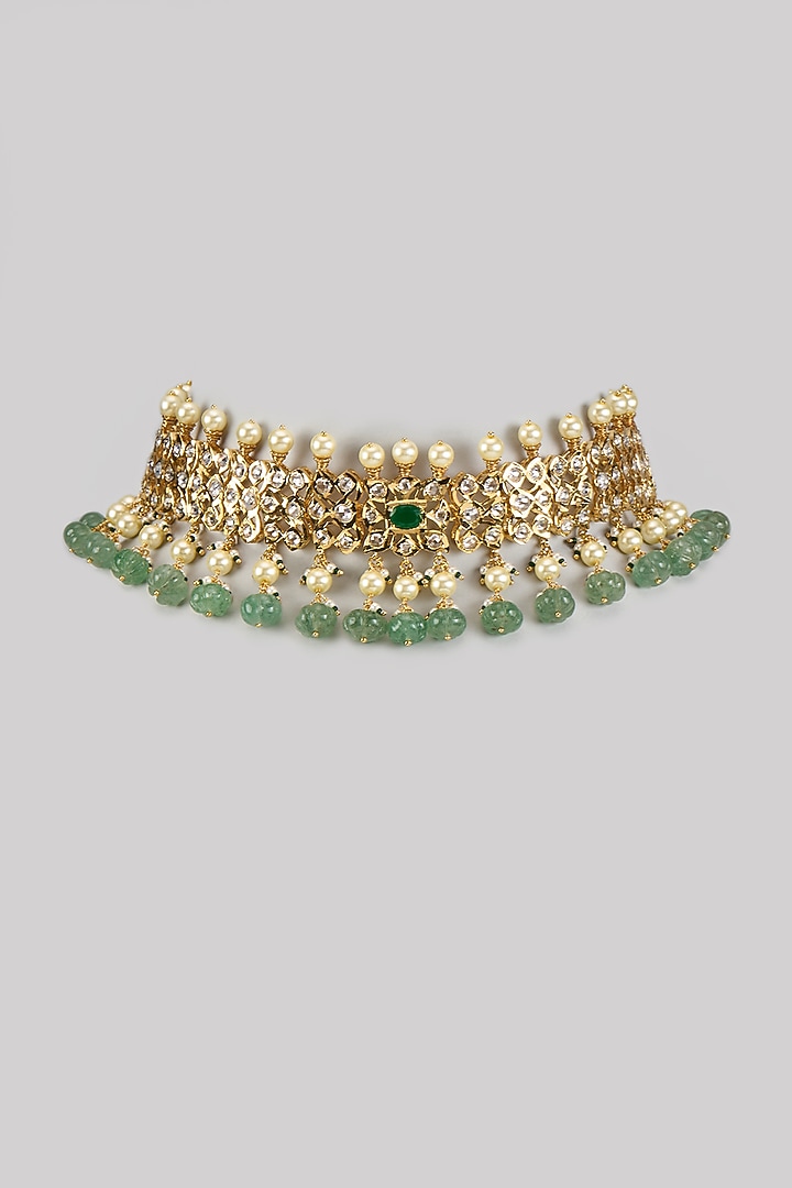 Gold Plated Kundan Polki Choker Necklace by Kiara at Pernia's Pop Up Shop