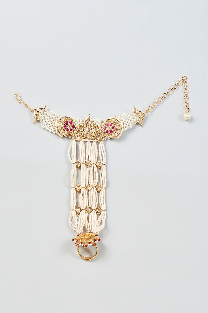 Gold Plated Semi-Precious Kundan Polki Hathphool by Kiara at Pernia's Pop Up Shop