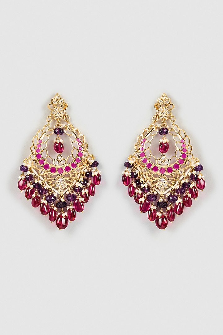 Gold Plated Semi-Precious Kundan Polki Dangler Earrings by Kiara at Pernia's Pop Up Shop
