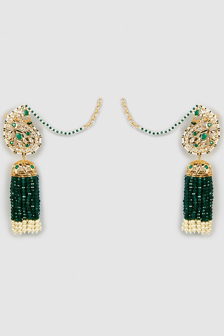 Gold Plated Semi-Precious Kundan Polki Dangler Earrings by Kiara at Pernia's Pop Up Shop