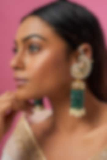 Gold Plated Semi-Precious Kundan Polki Dangler Earrings by Kiara at Pernia's Pop Up Shop