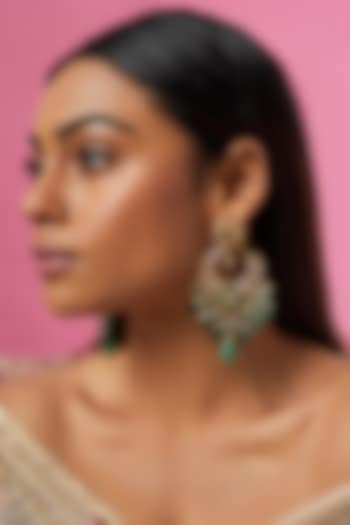 Gold Plated Semi-Precious Kundan Polki Chandbali Earrings by Kiara at Pernia's Pop Up Shop