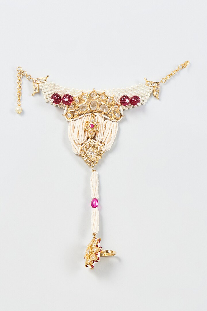 Gold Plated Semi-Precious Kundan Polki Hathphool by Kiara at Pernia's Pop Up Shop