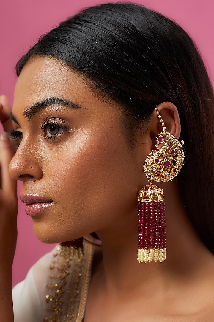 Gold Plated Semi-Precious Kundan Polki Dangler Earrings by Kiara at Pernia's Pop Up Shop