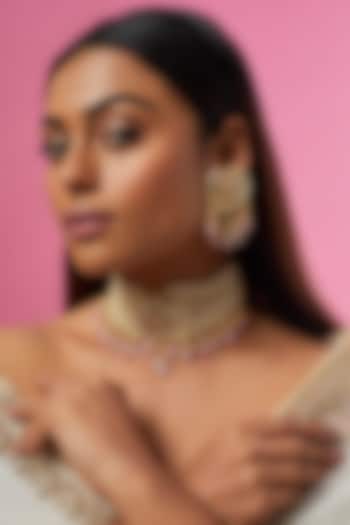 Gold Plated Semi-Precious Kundan Polki Choker Necklace Set by Kiara at Pernia's Pop Up Shop