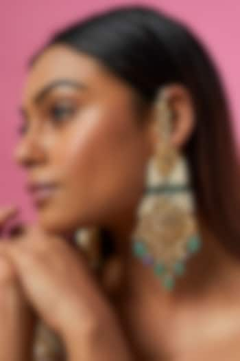 Gold Plated Semi-Precious Kundan Polki Chandbali Earrings by Kiara at Pernia's Pop Up Shop